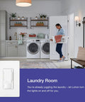 Hands Free Motion Sensor Dimmer Switch For Bathroom, Garage, Laundry Room, And Closet, Occupancy And Vacancy Sensor, Single Pole Or Multi Location, No Neutral Required, Black Finish, Energy Saving in a laundry room setting