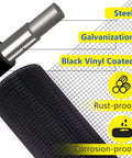 Heavy Duty Black Vinyl Coated 16 Gauge Hardware Cloth With One Inch Mesh Opening Forty Eight Inches Wide By One Hundred Feet Long roll showing steel, galvanized features.
