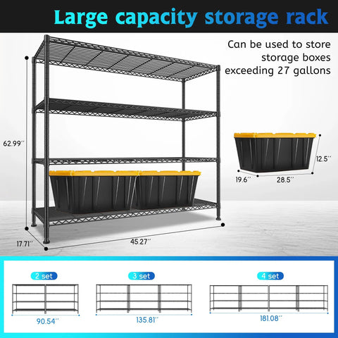 4-Tier Heavy Duty Wire Shelving Unit For Warehouse And Supermarket With Double Capacity And Space Saving Design Industrial Steel Shelving