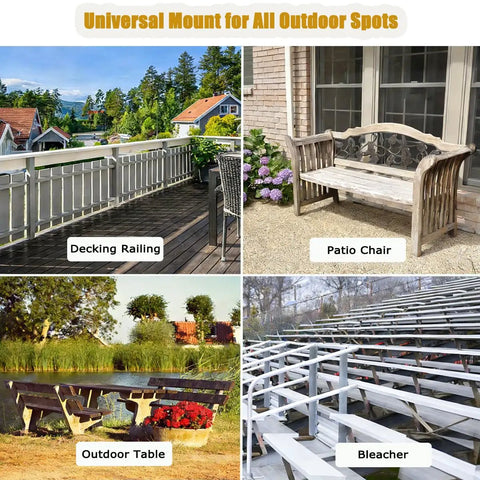 Heavy Duty Patio Umbrella Clamp in Rustproof Steel with 360 Degree Rotation Railing Holder for Balcony Fence, Outdoor Use