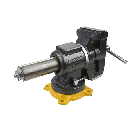 Multipurpose Vise With 5-Inch Wide Jaws Built-In Anvil 360-Degree Rotating Base Reinforced 4-Lug Mount Double Lock Swivel