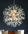 Lit Dandelion Crystal Chandelier With Firework Sparkle 9 Light Gold Pendant Light Fixture for Foyer Hallway Kitchen and Bedroom