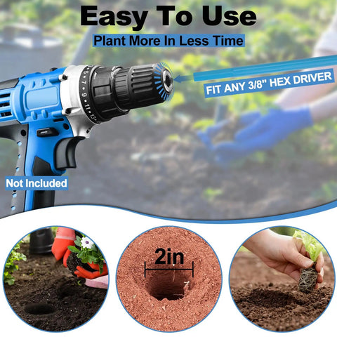 32 Inch Garden Auger Drill Bit With Long Handle For Planting Bulbs And Bedding Plants No Squat Post Hole Digger Easy Deep Digging