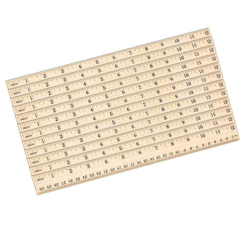 Wooden Ruler Set 12 Pack Dual Scale 12 Inch And 30 Cm For Students And School Use Durable Hardwood With Smooth Finish