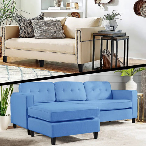 Living room with two sofas upgraded with Six Inch Black Wood Furniture Legs Set Of Six for sofas upgrade