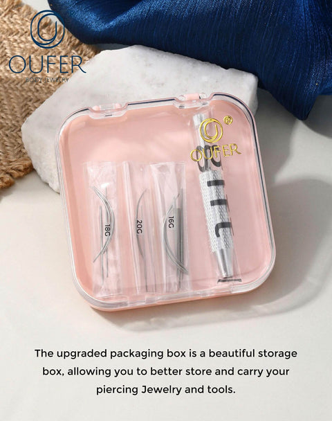 Piercing Ball Grabber Kit For 16G 18G 20G Internally Threaded Push Pin External Thread Guide Needle Tool in clear box.