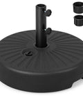 Beefy Fillable Umbrella Base Stand, 80 Lb Heavy Duty HDPE Weighted with water or sand, fits 1.5 to 1.9 inch poles, wind resistant