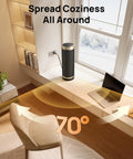 Space Heater With 1500W Power, Thermostat, 70 Degree Oscillation, Five Modes, Remote, 12 Hour Timer; ETL Certified heater on desk