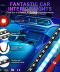 Lit Interior Car Lights With App Control And RGB LED Colors, Music Mode and DIY Mode shown in car interior with flexibility