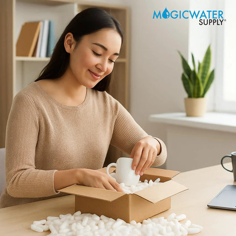 Eco Friendly Packing Peanuts For Shipping 1 Cu Ft Bio Tubes Recycled Compostable And Biodegradable Void Filler Dust Free Cushioning For Packaging Non Styrofoam Abrasion Resistant Shipping Protection