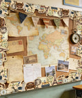 Vintage Travel Bulletin Board Border Roll With World Map Adventure Motifs, 65.6 Ft Long And 3 In Wide Die-Cut Border Trim