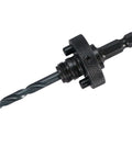 Hole saw arbor with 3/8 in shank, black metal, knurled locking collar