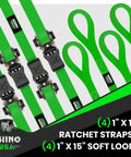 Tough As Nails Heavy Duty Ratchet Straps Tie Downs 4 Pack 1 Inch Wide By 15 Feet Long Featuring Quick Release S Hooks for luggage.