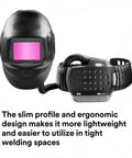 Heavy Duty Welding Helmet With G5 01VC ADF And Adflo High Altitude PAPR shown with ergonomic design for tight spaces