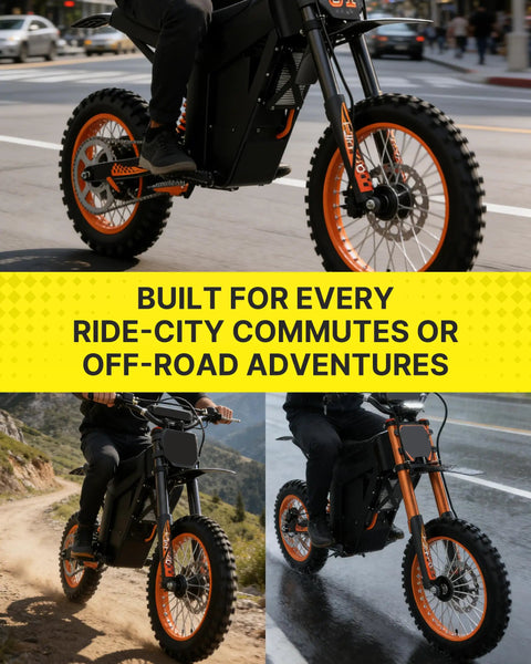 Rugged dirt bike with Gold Dirt Bike Chain for Tuttio Soleil 01 on city street and off-road terrain.