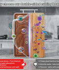 Two In One Titanium And Ebony Wood Cutting Board with Handle and Juice Groove, double sided showing durable kitchen prep surfaces.