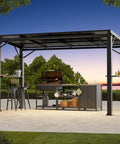 Hardtop Outdoor Grill Gazebo 12x6 With Side Shelf Bottle Opener And Hooks Rustproof Steel Frame Fade Resistant Canopy