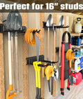 Wall Mounted Garden Tool Organizer For Garage Heavy Duty Tool Rack With 11 Inch Hooks Holds Shovels Rakes Ladders And Folding Chairs Space Saving Wall Storage With Up To 400 Lbs