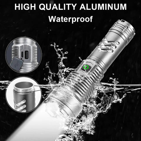 Two Pack Rechargeable LED Flashlights Crazy Bright 990,000 Lumens With Five Modes IPX6 Waterproof Tactical Gear