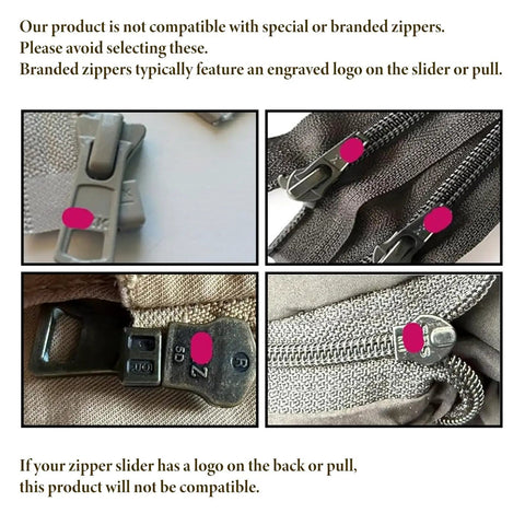 12 Piece Zipper Repair Kit With Locking And Non Locking Sliders And Top And Bottom Stops For Coats Jackets Backpacks Bags And Metal Or Plastic Zippers For On The Go Fix, incompatible with branded zippers.