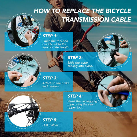Instructions for replacing 4mm By 50ft Lined Bicycle Shift Cable Housing For Derailleur And Shifter, shown in a step-by-step guide.