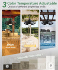 Outdoor Ceiling Fan With Lights For Patio And Gazebo IP65 Waterproof Hanging Fan displayed in three light settings