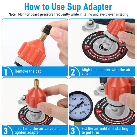 Steps to use 2 Pack SUP Pump Adapter Set For Stand Up Paddle Boards And Kayaks, Heavy Duty Air Valve Adapter With Tight Seal