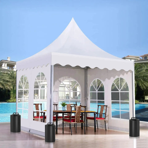 Heavy Duty Canopy Water Weights Bags 88 Lb Tent Anchors 10L Water Bags Windproof Stabilizers next to outdoor gazebo by pool