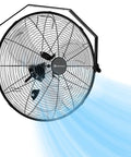 Industrial 20 Inch High Velocity Fan For Garage Workshop Or Warehouse With 2 In 1 Floor And Wall Mount Heavy Duty All Metal Build 3 Speed