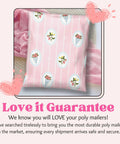 Cute Pink 10x13 Poly Mailers Pack Of 100 For Clothing Shipping with Strawberry Bouquet Design and Love it Guarantee