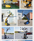 Electric Glass Suction Lifter With Wireless Remote And 360 Degree Spin For Moving Massive Sheet Panes Without Breaking A Sweat On Demanding Construction Sites showcased in various angles in a factory setting.