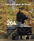 Woman using Beast Of A Utility Wagon With 133Wh Battery Up To 440 Lbs Load, Collapsible Garden Cart With Foldable Frame And Expandable Tailgate