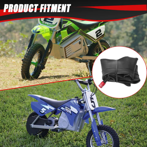 Green and blue children's dirt bikes with 12.5x2.75 Tire And Inner Tube Set For Razor Dirt Bikes And Mini Scooters 2 Pack
