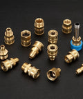 2 Pack Pressure Washer Adapter 1/4 Inch Male Quick Plug M22 Female Quick Connect Brass Swivel Fittings for Power Washers Hose, Go To Heavy Duty Brass Connector, Corrosion Resistant, brass adapters shown