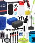 Pro Grade 42 Piece Car Wash Kit With Foam Gun Sprayer Long Handle Brush Collapsible Bucket Large Wash Mitt Towels Cleaning Set
