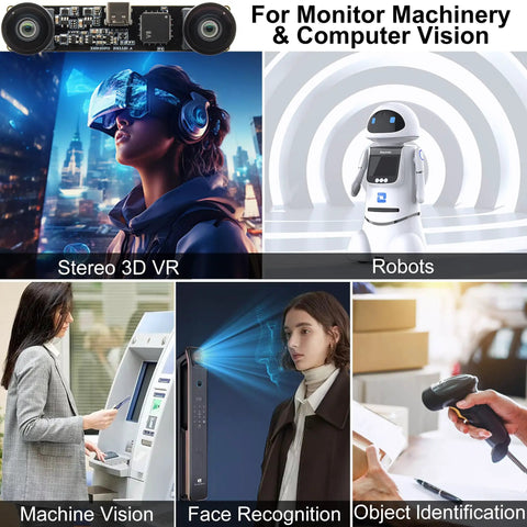 High Speed 1200P 60FPS Global Shutter USB Camera With Dual M12 Lenses 3D Stereo Wide Angle used in face recognition, robotics, machine vision applications