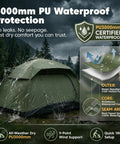 Go To Family Size Four Person Camping Tent With Ultra Spacious Extended Floor Design waterproof shelter in rainy forest