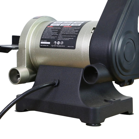 Side view of 1x30 Inch Bench Belt Sander With 5 Inch Disc, Wrench Storage, One Button Belt Cover Removal, One Third HP Direct Drive Benchtop Sander
