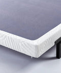 Full Size Metal Box Spring With 4 Inch Mattress Foundation Backed By Heavy Duty Steel Core And Tightly Aligned Wood Slats For Ride Or Die Bed Base And No Sweat Setup close-up of mattress on metal frame.