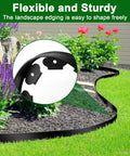Image of No Dig Landscape Edging Kit For Flower Beds And Lawns 33 Ft Border 2 Inch Tall Plastic Garden Border in use around flower bed.