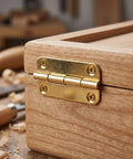 Gold hinge on wood box, 12 Pack Rounded Corner Four Hole Vertical Iron Hinges 1.4 Inch For Bookcase And Office Storage Cabinets