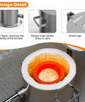 6Kg Hinged Flip Top Propane Melting Furnace For Aluminum Copper Silver Gold Alloys High Temp Foundry Kiln Reaches 2500F Durable Stainless Steel Body Easy To Use For Beginners And Pros with disc base, handle, and brand logo visible
