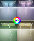 Game Changing Bathroom Shower System With 28 Inch Led Waterfall Head 64 Color Mood Lighting showcasing various LED shower light colors.