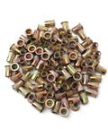 M6 Rivet Nuts Kit 100 Pcs Zinc Plated Carbon Steel Flat Head Rivnut Threaded Insert Nut With Knurled Body Pro Grade For Auto Metal DIY Projects Rust Resistant And Heavy Duty