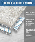 Anti Slip Rug Grips For Hardwood Floors No Damage Floor To Carpet Tape Holds Rugs In Place Washable And Reusable Double Sided Rug Tape 12 Pack Safe For High Traffic Areas Like Kitchens Living Rooms And Halls shown under a white carpet