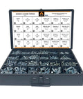 Heavy Duty Grade 5 Bolt And Nut Drawer Organizer Kit With Zinc Plated Hex Head Cap Screws And SAE Flat Lock Washers in a sturdy case.