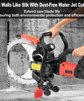 Heavy Duty 16 Inch Electric Concrete Ring Saw With A Beast Mode 8980 Watt Motor And Water Cooling System cutting through a concrete wall.