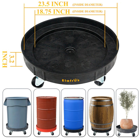 Heavy Duty Drum Dolly Cart For 30 And 55 Gallon Drums Up To 900 Lb Capacity With 2 Tier Platform And 5 Swivel Casters Black