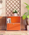 Front view of a 32.5-Inch Flip-Top Side Table With Detachable Wheels, Big Storage Space, DIY Corner Bookshelf, Wall Shelf, Cube Organizer.