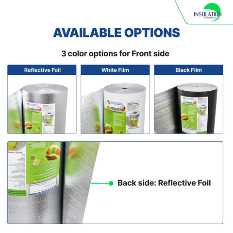 R17 Reflective Insulation Roll With Foam Core Radiant Barrier 36 In X 50 Ft Thermal Foil Insulation color options